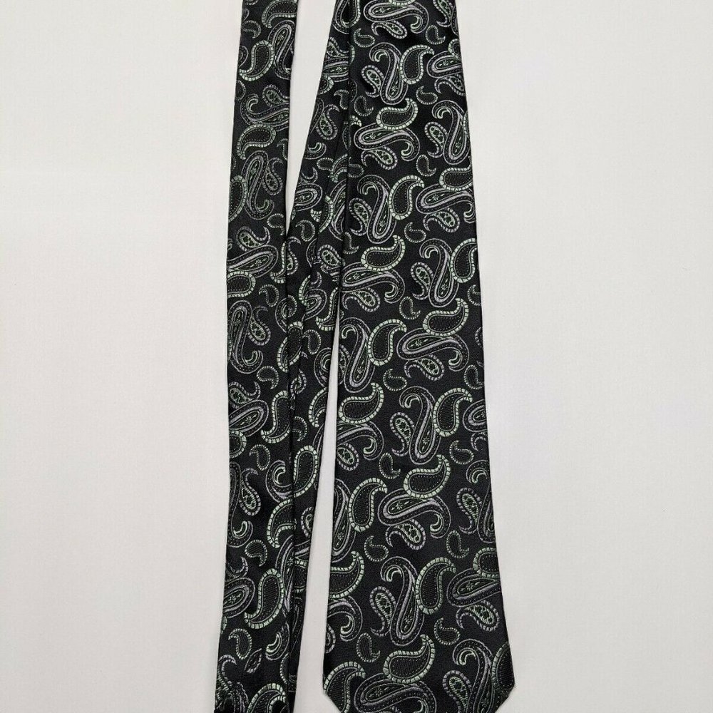 Joseph Abboud Black Paisley Silk Necktie - Picture 3 of 5